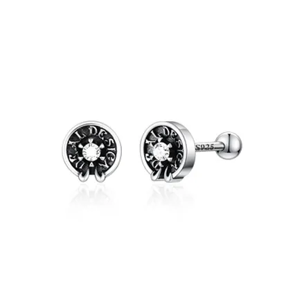 GUDUD S925 Silver Stud Earrings Men's-4