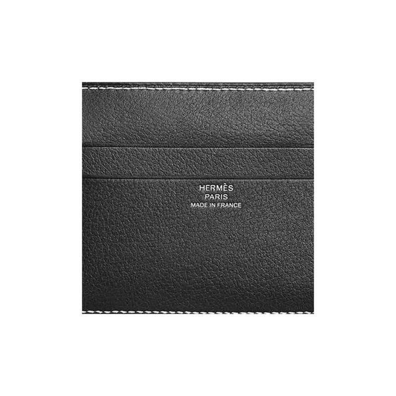 HERMES Evergrain Calfskin Card Holder Men's 89 Noir Black-3