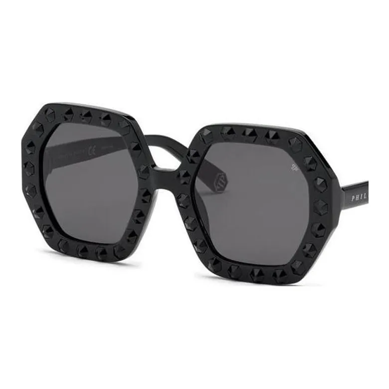 PHILIPP PLEIN Acetate Irregular Shape Sunglasses Women's Black-1