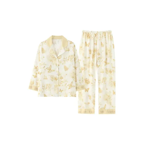 JINXU Pajama Set Women's Yellow