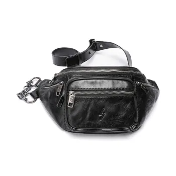 Sharkborough Top Grain Cow Leather Water Dumpling Shape Fanny Pack Men's Multicolor
