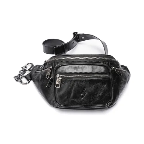 Sharkborough Top Grain Cow Leather Water Dumpling Shape Fanny Pack Men's Multicolor