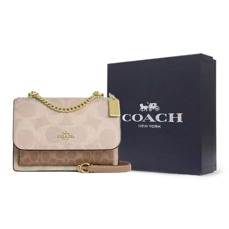 COACH Coated Canvas Shoulder Bag Trumpets Women's Sand & Tan-6