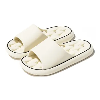 Soft Solid Color Cut Out Quick Dry Bathroom Slippers, Summer Home Quiet Geometric Couple Slippers, Plus Size, Unisex