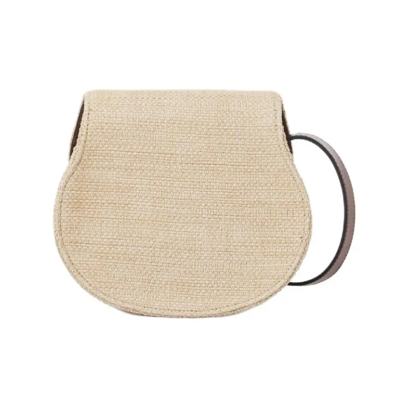 Chloe Marcie Cotton With Polyamide Crossbody Bag, Shoulder Bag Trumpets Women's Beige & Dark Brown-2