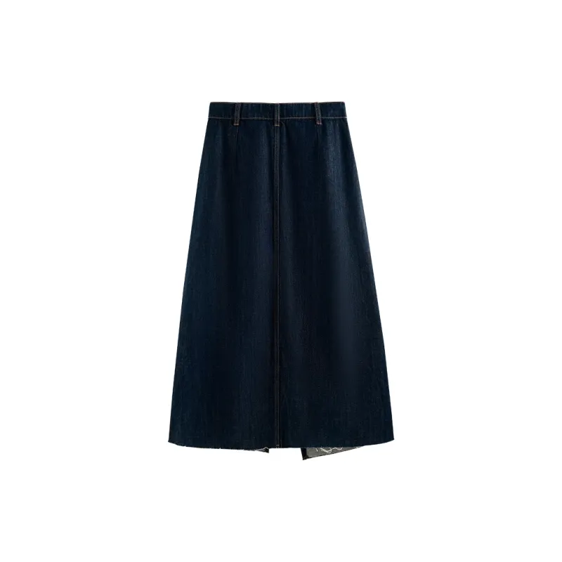 She Enjoys Casual Long Skirts Women's Blue-1