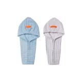 [2 Pack-7A Antibacterial Wide-Tail Hair Drying Caps]Powder Blue+Latte Gray