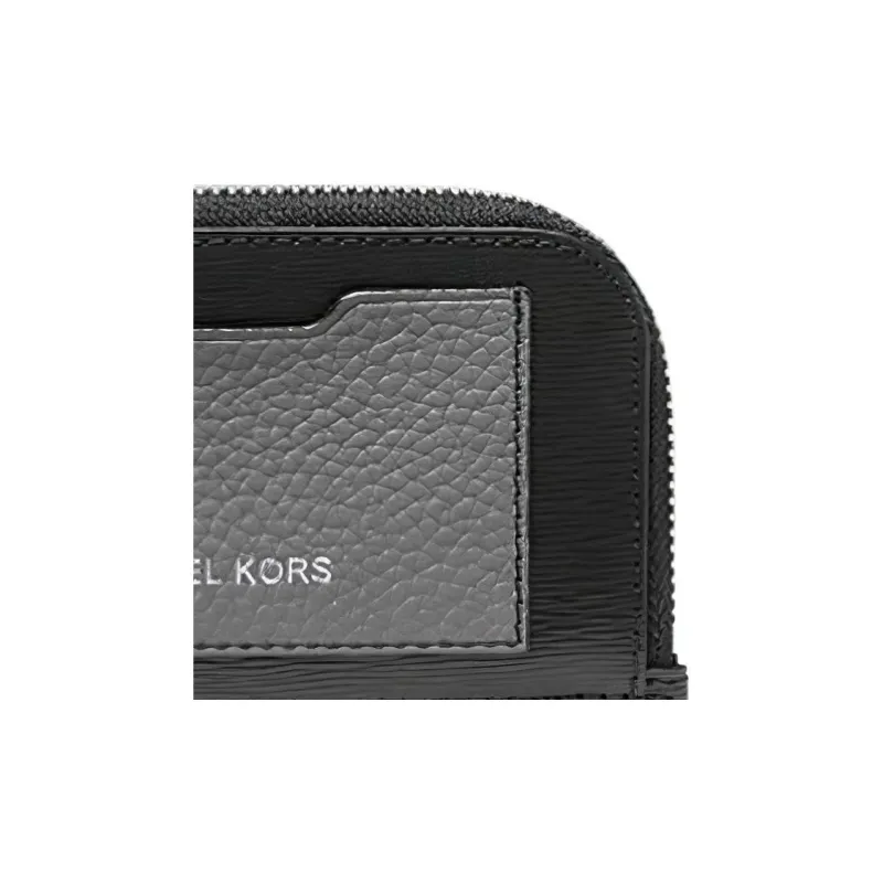 MICHAEL KORS Hudson Cow Leather Coin Purse Card Holder Wallet Men's Black & Gray-4