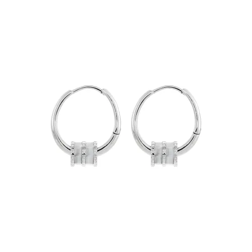 Balenciaga Silver Plated, Brass, Glass, Stainless Steel, Rhinestone Earrings Womens Silver