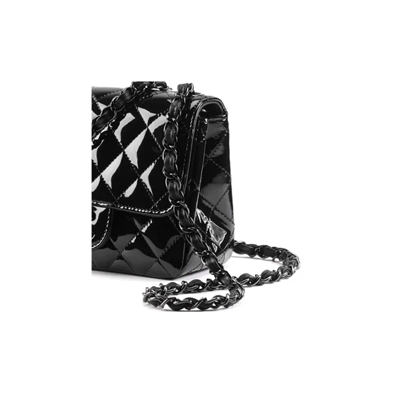 CHANEL Classic Flap CF Lacquered Finish Calfskin Metal Handbag, Shoulder Bag, Crossbody Bag Mini Women's Black-3