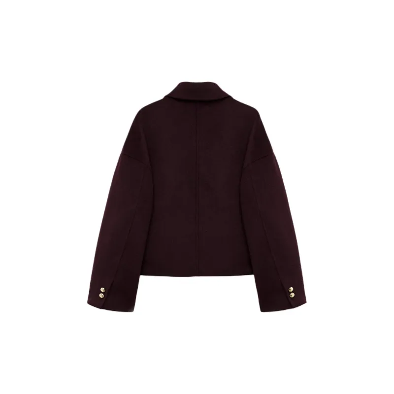 ZARA ZW Series Jackets Coats Women's Burgundy Burgundy-1
