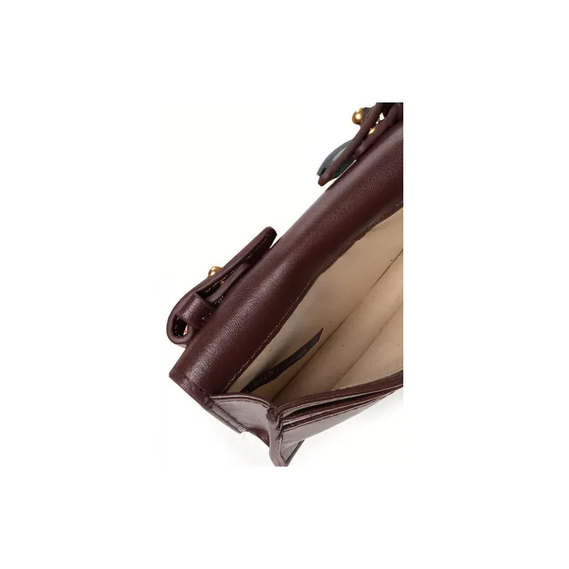 PINKO SIMPLY Cow Leather Flying Bird Bag Stork Bag Shoulder Bag Crossbody Bag Wallets Mini Women's Brown-4