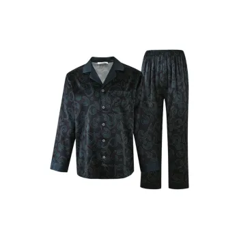 MY BODY Premium Silk Feel Pajama Set Men's Elegant Black