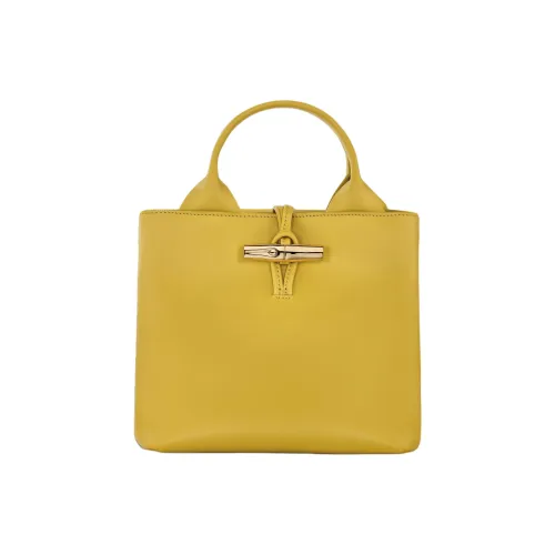 LONGCHAMP Le Roseau Cow Leather Handbag Small Size Women's Raw Ginger Yellow