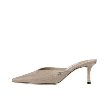 Jimmy Choo Closed Toe Slippers 6.5cm Women's Taupe