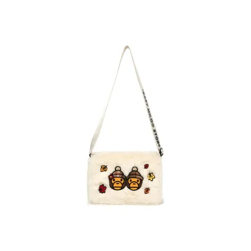 A BATHING APE Polyester Shoulder Bag Crossbody Bag Mini Women's Ecru