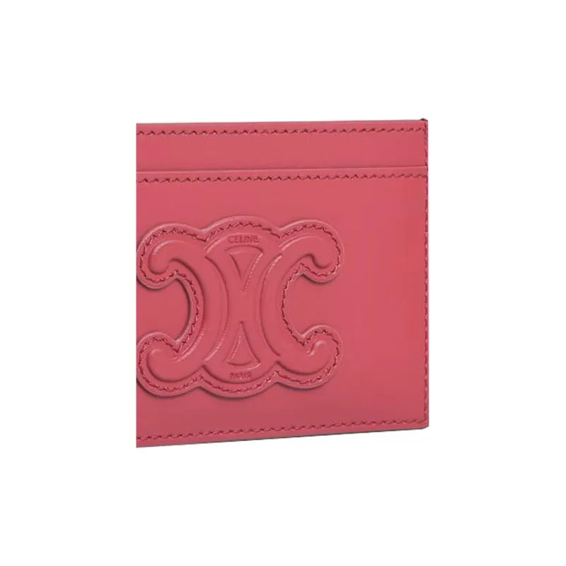 CELINE Triomphe Arc De Triomphe Cow Leather Card Clip Money Clip Card Holder Women's Candy Color/Pink Peach Pink-3
