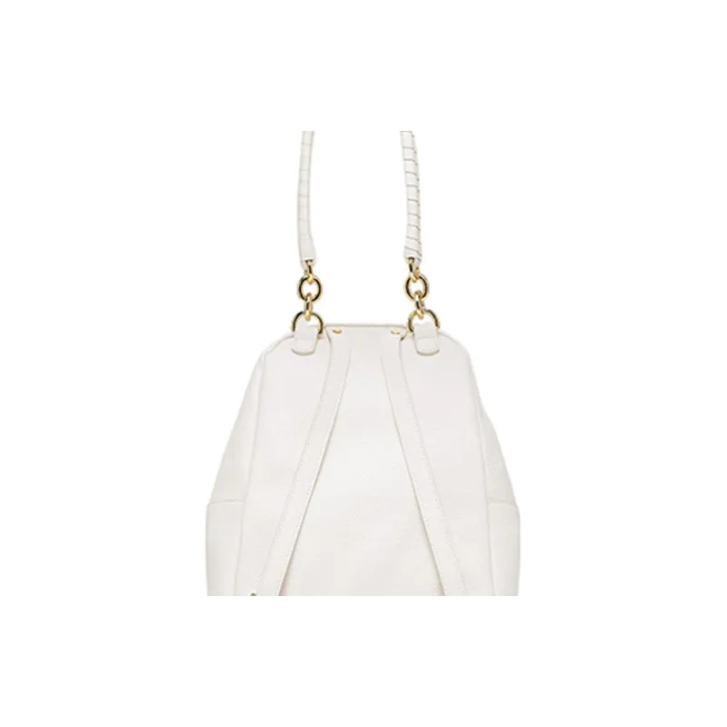 COCCINELLE Grained Cow Leather Handbag Shoulder Bag Backpack Medium Size Women's White-4