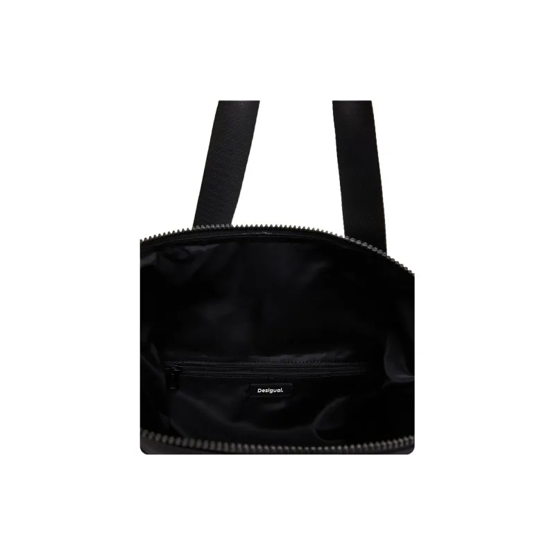 Desigual Fabric Tote Bag, Shopping Bag, Double Shoulder Handbag, Shoulder Bag Tubas Women's Black-3