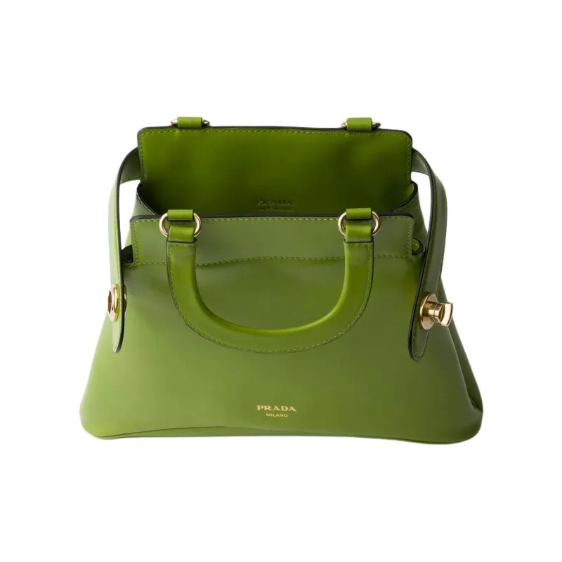 PRADA Cow Leather One Shoulder Handbag Medium Size Women's Light Green-3