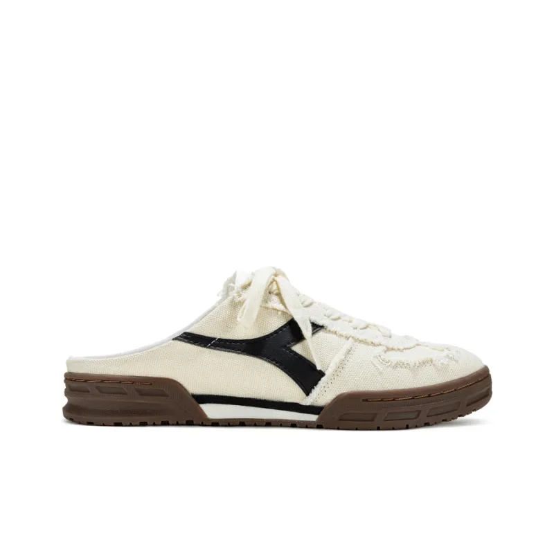 Diadora Abrasion-Resistant Low-Top Canvas Shoes Unisex White Black-1