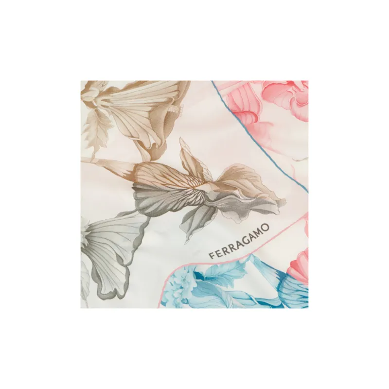 Ferragamo Hydrangea print Silk Scarf-1