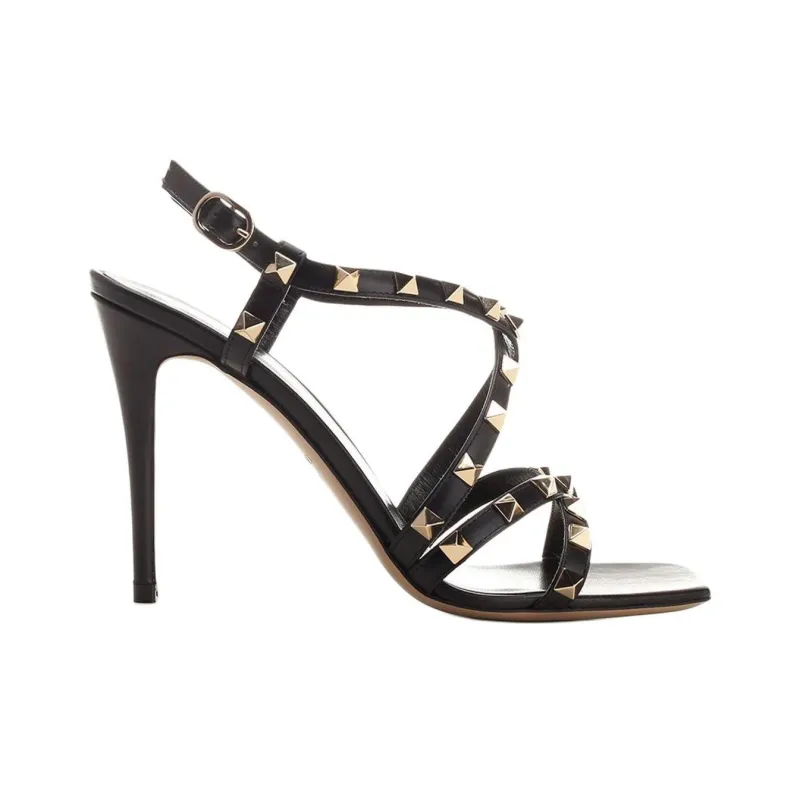 Valentino Rockstud One Strap Sandals 11cm Women's Black-1