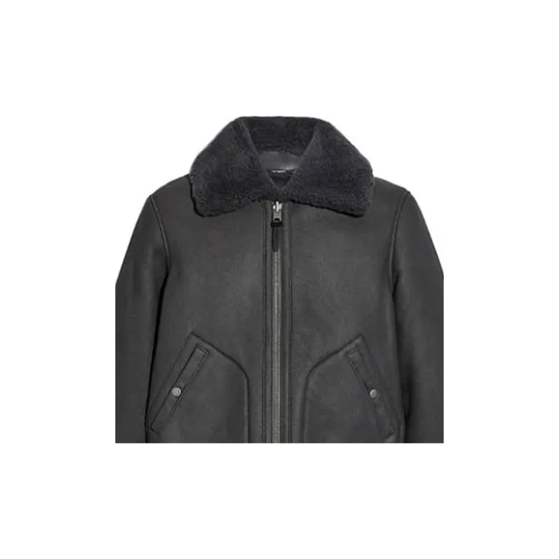 COACH Leather Jackets Men Charcoal Black-1