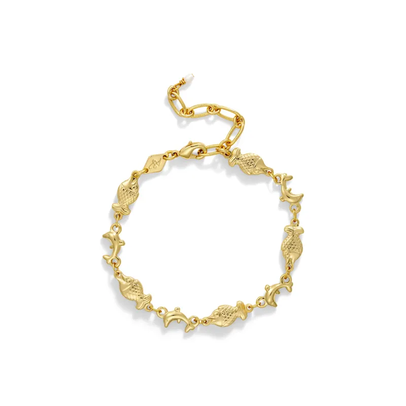 ANNI LU 18K Gold-Plated Brass Gold-Plated Pearl Bracelets Unisex Gold-0
