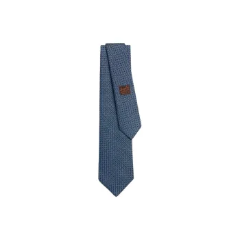 HERMES Silk Ties Men's Marine Blue