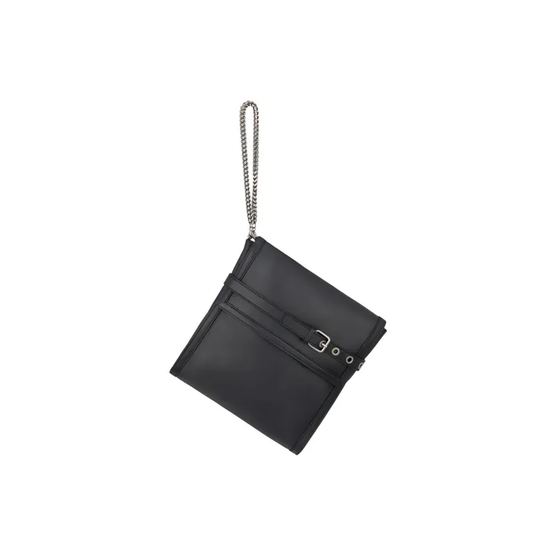 ZARA Cow Leather Clutch Mini Women's Black-0