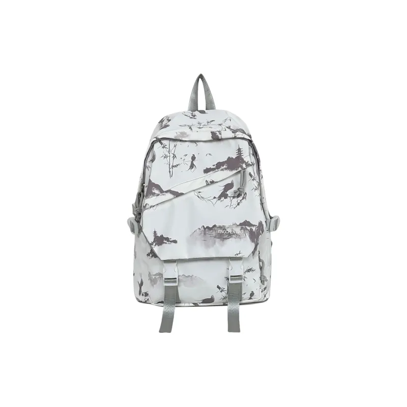 LUVISTRUE Nylon Backpack Unisex Gray/Red Green Pink-0