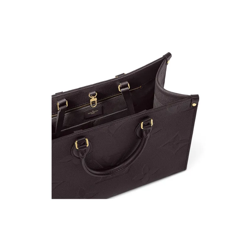 LOUIS VUITTON ONTHEGO Lambskin Handbag Medium Size Women's Brown-3