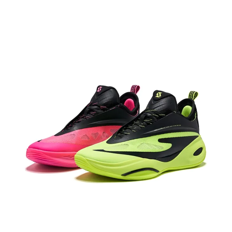 Erke Qian Xun 2.0 Basketball Shoes Men Low Top Fluorescent Lime Green Fluorescent Fuchsia-2