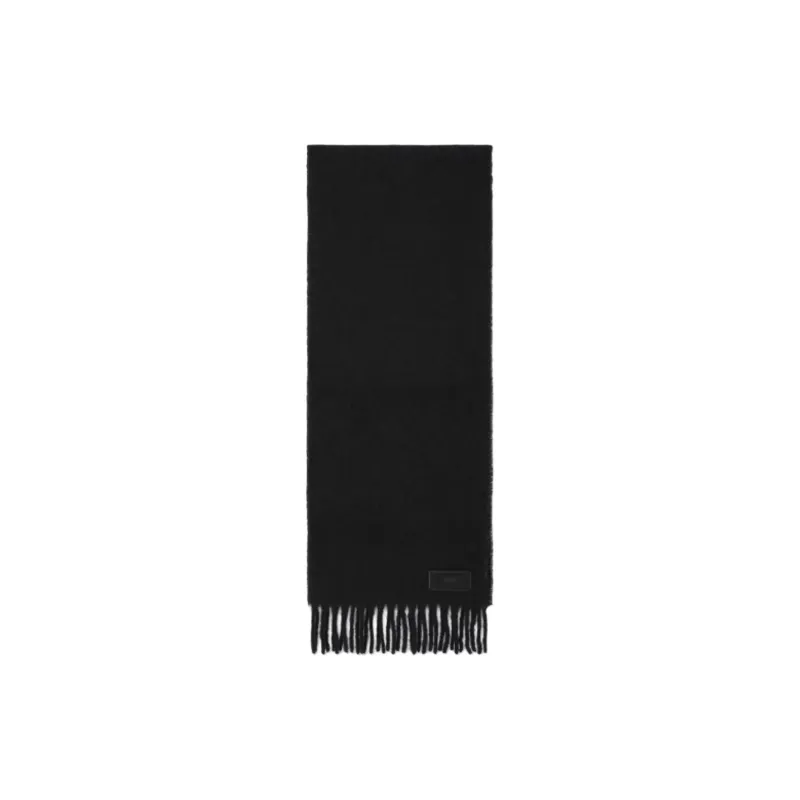 AMIPARIS Paris Logo Patch Fringed Edge Scarf-1
