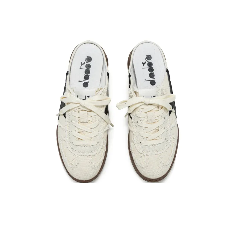 Diadora Abrasion-Resistant Low-Top Canvas Shoes Unisex White Black-3