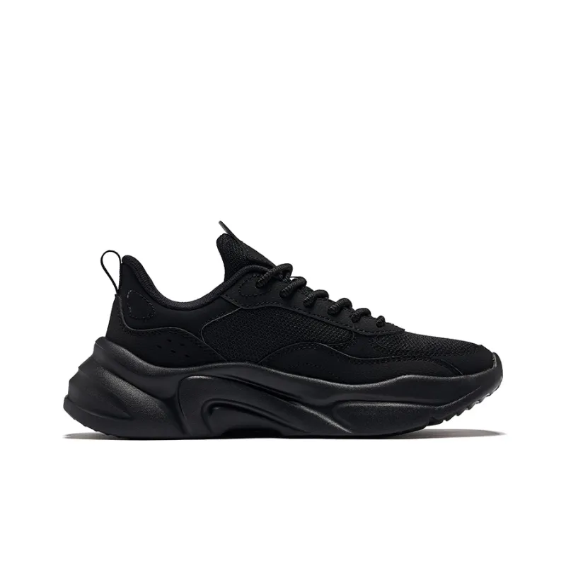 Erke Stretch Walk Durable Breathable Low-Top Casual Shoes Women's Jet Black-1