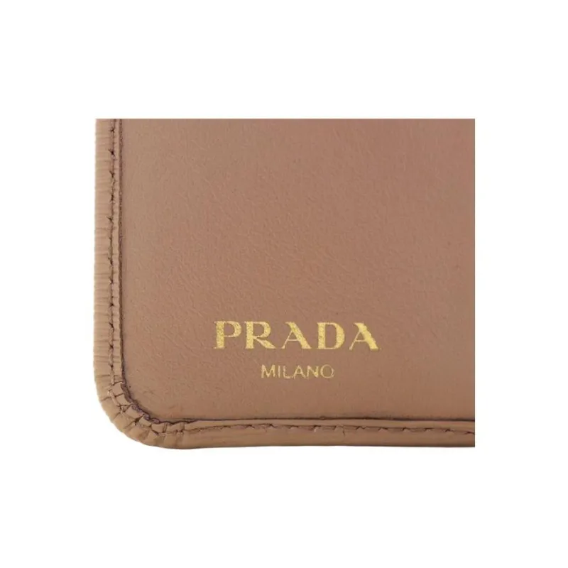 PRADA Saffiano Leather Wallet Women's Pink Beige-5