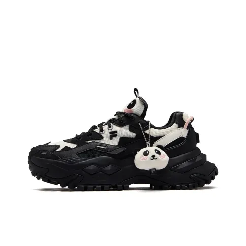 FILA FUSION BIANCO Slip-Resistant Height Increasing Low-Top Chunky Sneakers Women's Black Milk White