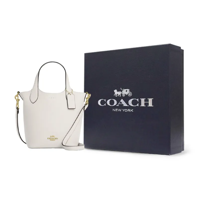 COACH Hanna Cow Leather Bucket Bags One Shoulder Handbags Small Size Women's Chalk White-8