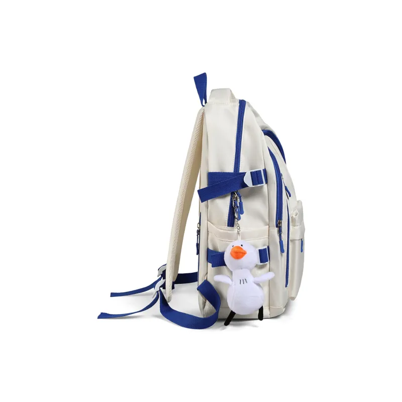 VINEY Fabric Backpack Unisex White & Red/White & Blue-9