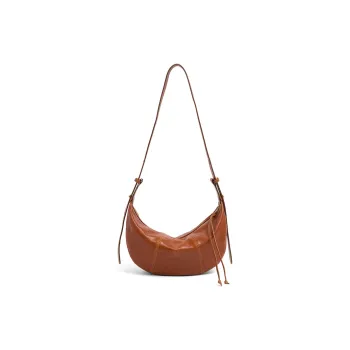 COCOEVA Vegetable Tanned Cow Leather Croissant Bag Shoulder Bag Women's Gray/Brown