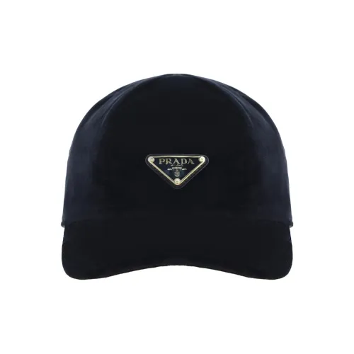 PRADA Velvet Baseball Caps Women's Black