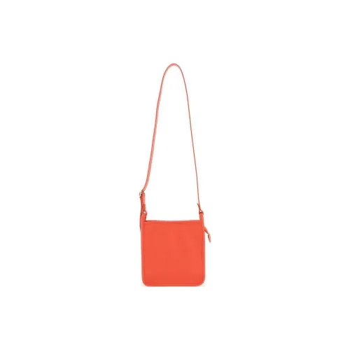 LONGCHAMP Le Foulonné Cow Leather Shoulder Bag Crossbody Bag Small Size Women's Orange