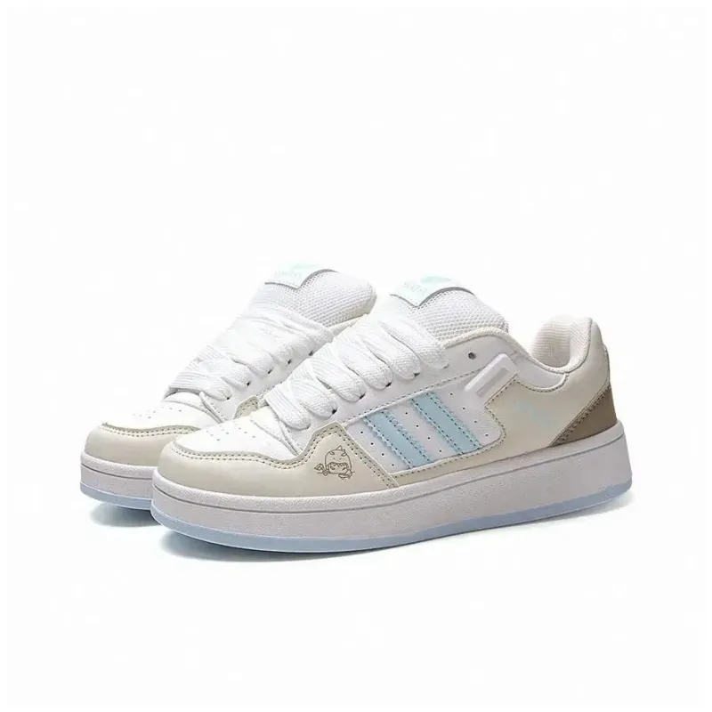 KAAVER OTTO Abrasion Resistant Breathable Low Top Skateboard Shoes Women's Beige Blue-1
