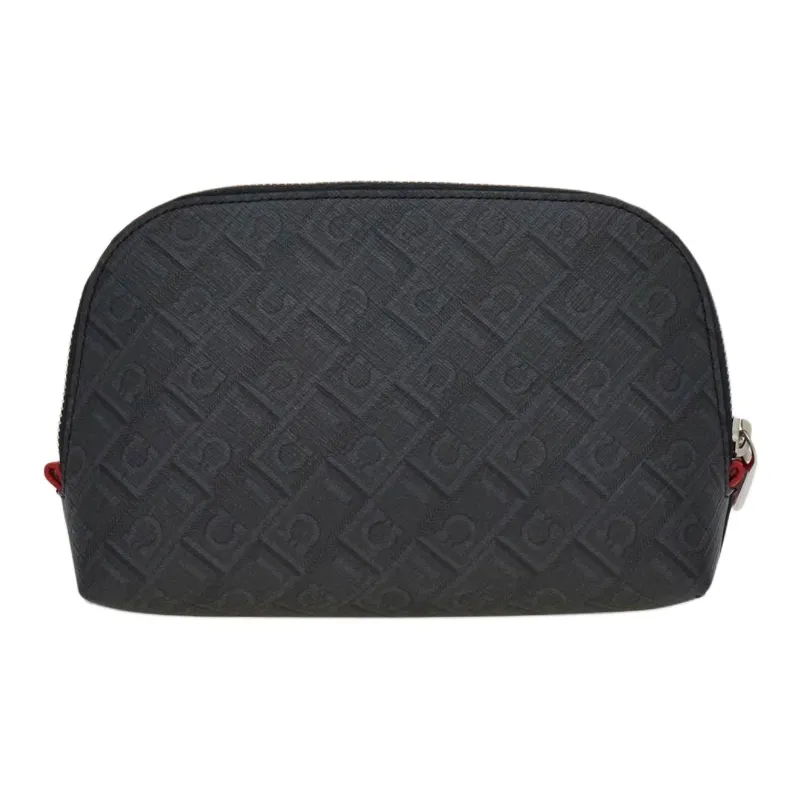 FERRAGAMO Calfskin Clutch Men's Black-2