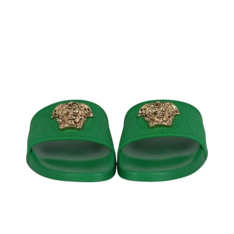 VERSACE PALAZZO PU Polyurethane Slide Slippers Women's Green-4