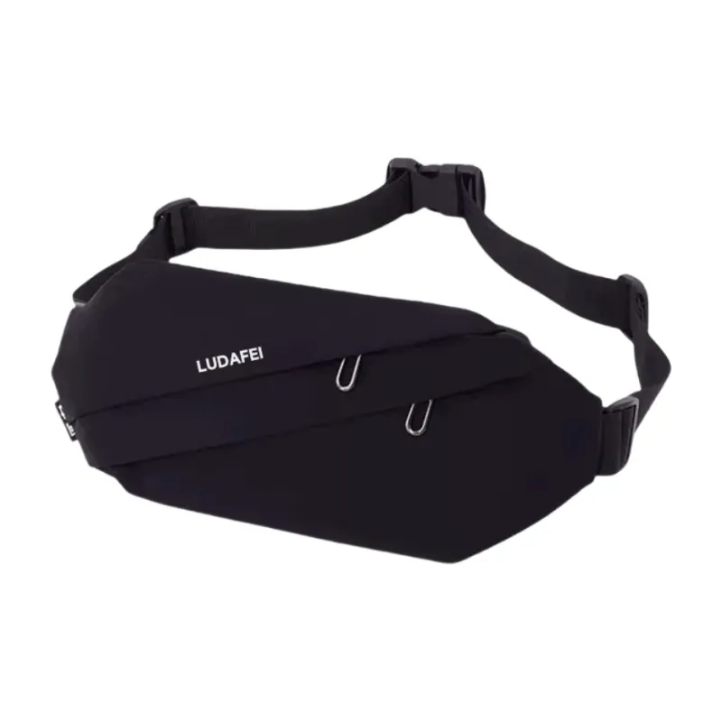 Tonlion Nylon Fabric Sling Bag Unisex Black/White-3
