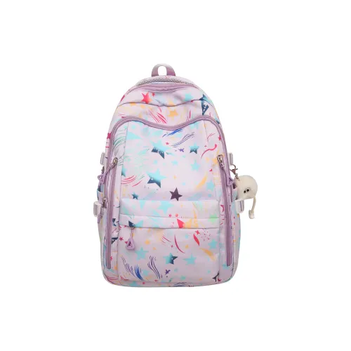 URBAN FOREST Nylon Backpack Women's Black/White/Purple/Pink
