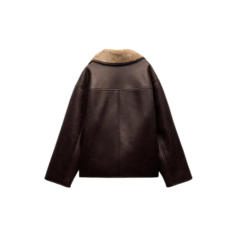 ZARA ZW Series Jackets Coats Women's Burgundy Burgundy-1
